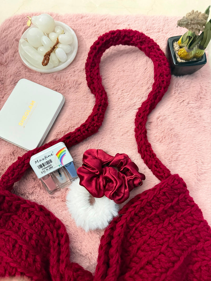 Cherry Blossom Crochet Shoulder Bag